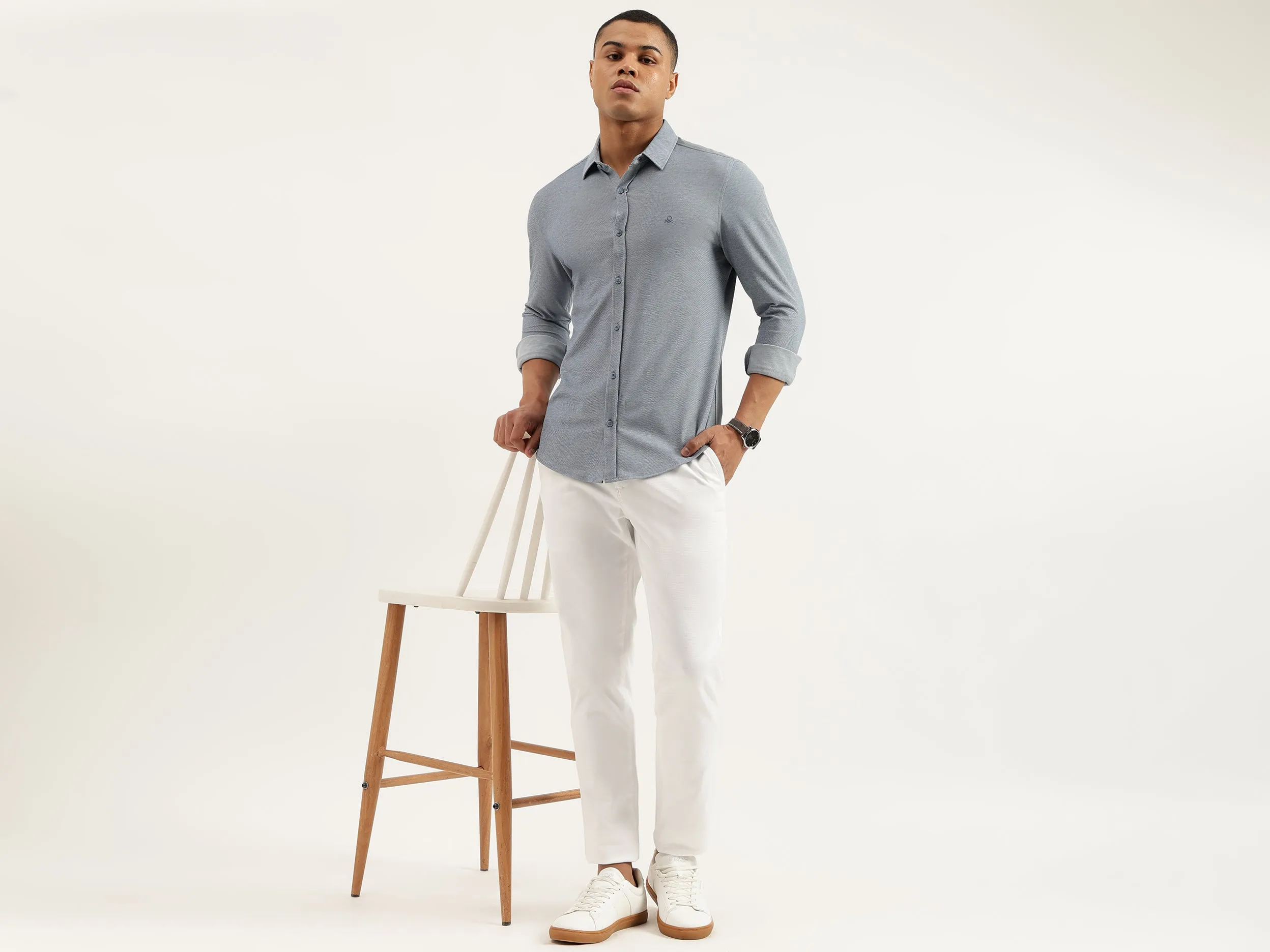 Regular Fit Spread Collar Solid Shirts