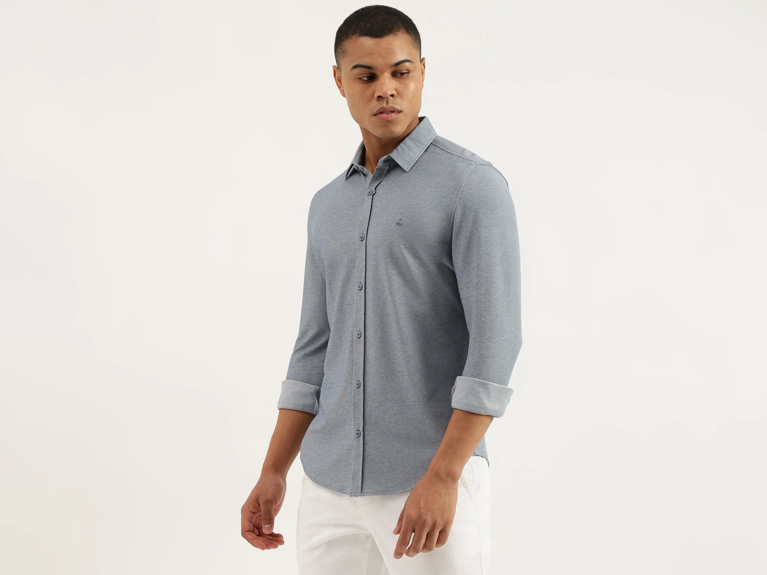 Regular Fit Spread Collar Solid Shirts