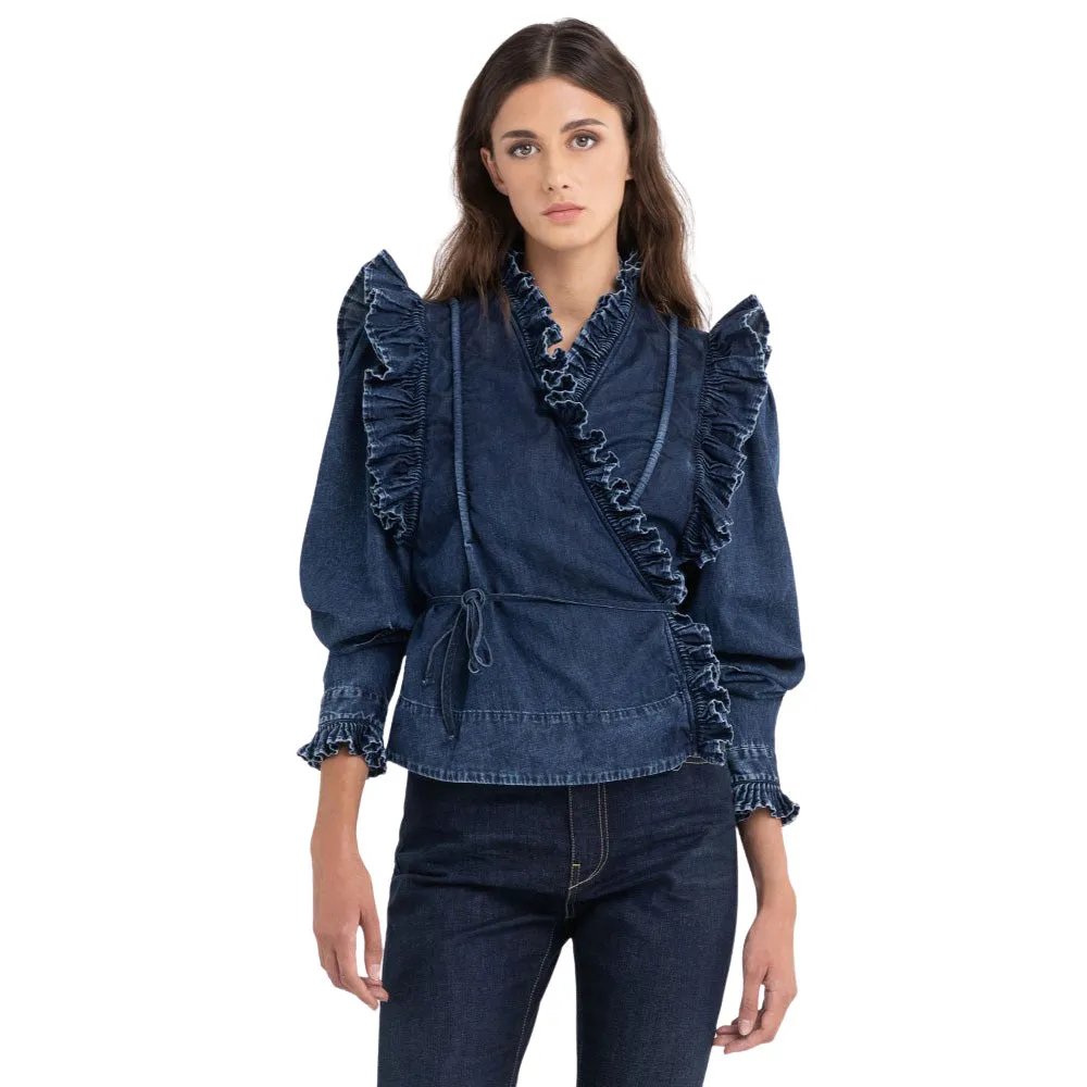 Replay Women's Atelier Replay Denim Shirt with Ruffles