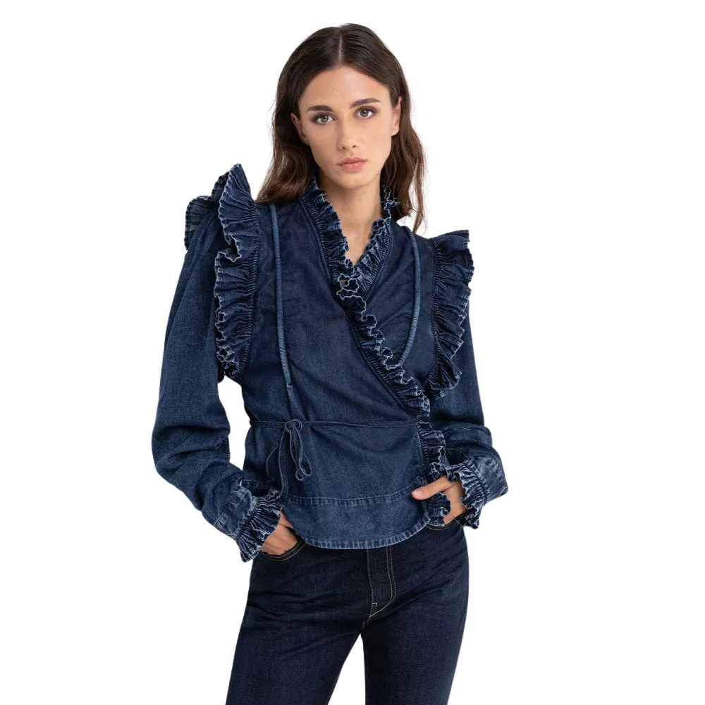 Replay Women's Atelier Replay Denim Shirt with Ruffles