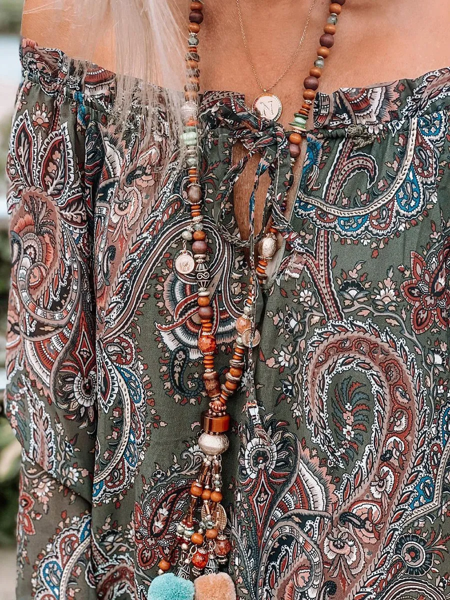 Retro Ethnic Tribal Print Women'S Holiday Dress