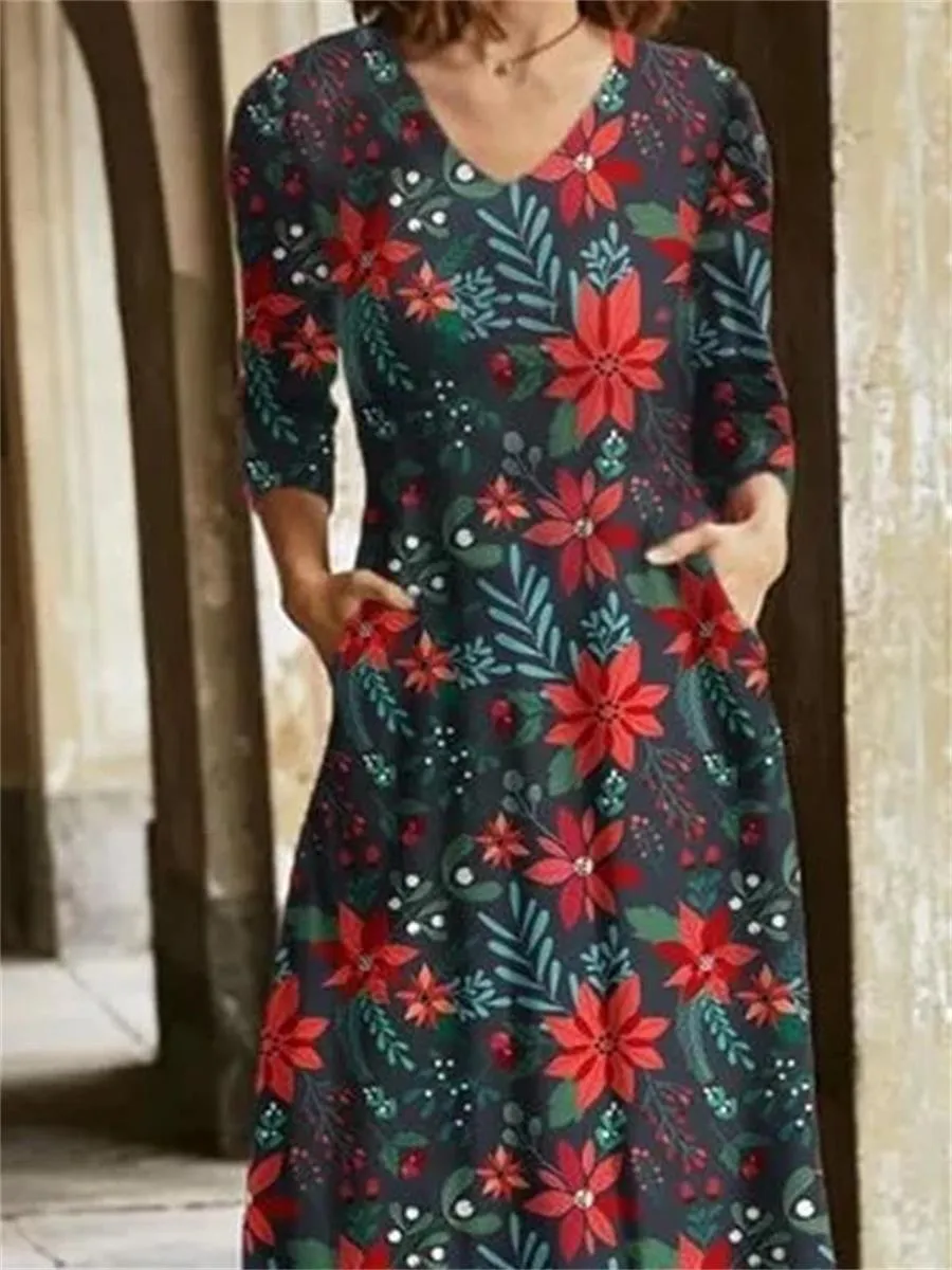 Retro Flower Romantic Elegant Women'S Dress