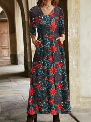 Retro Flower Romantic Elegant Women'S Dress