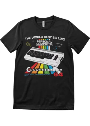Retro Games Commodore 64 Personal Computer T-Shirt Black