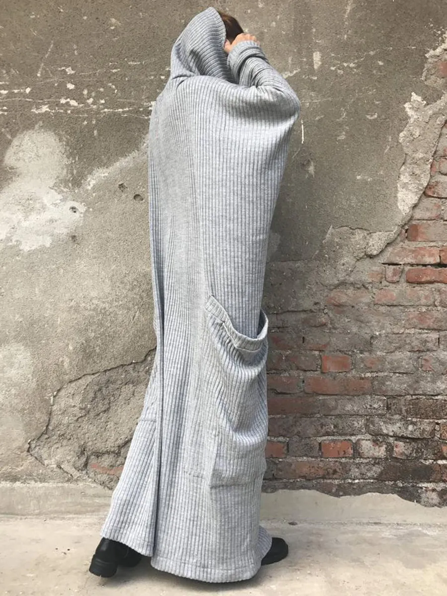 Retro Loose High Neck Pocket Women'S Knitted Long Skirt