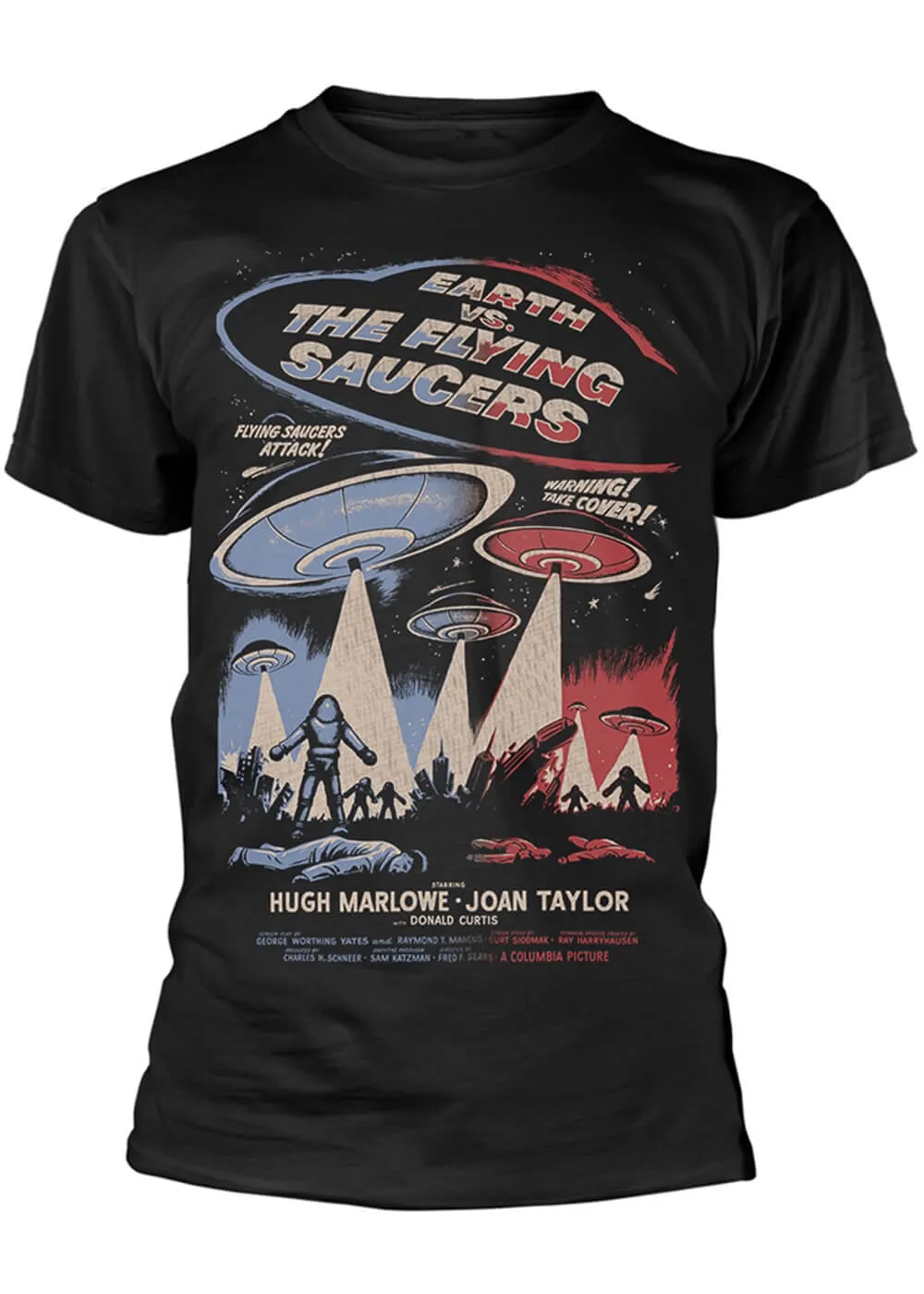 Retro Movies Earth Vs. The Flying Saucers T-Shirt Zwart