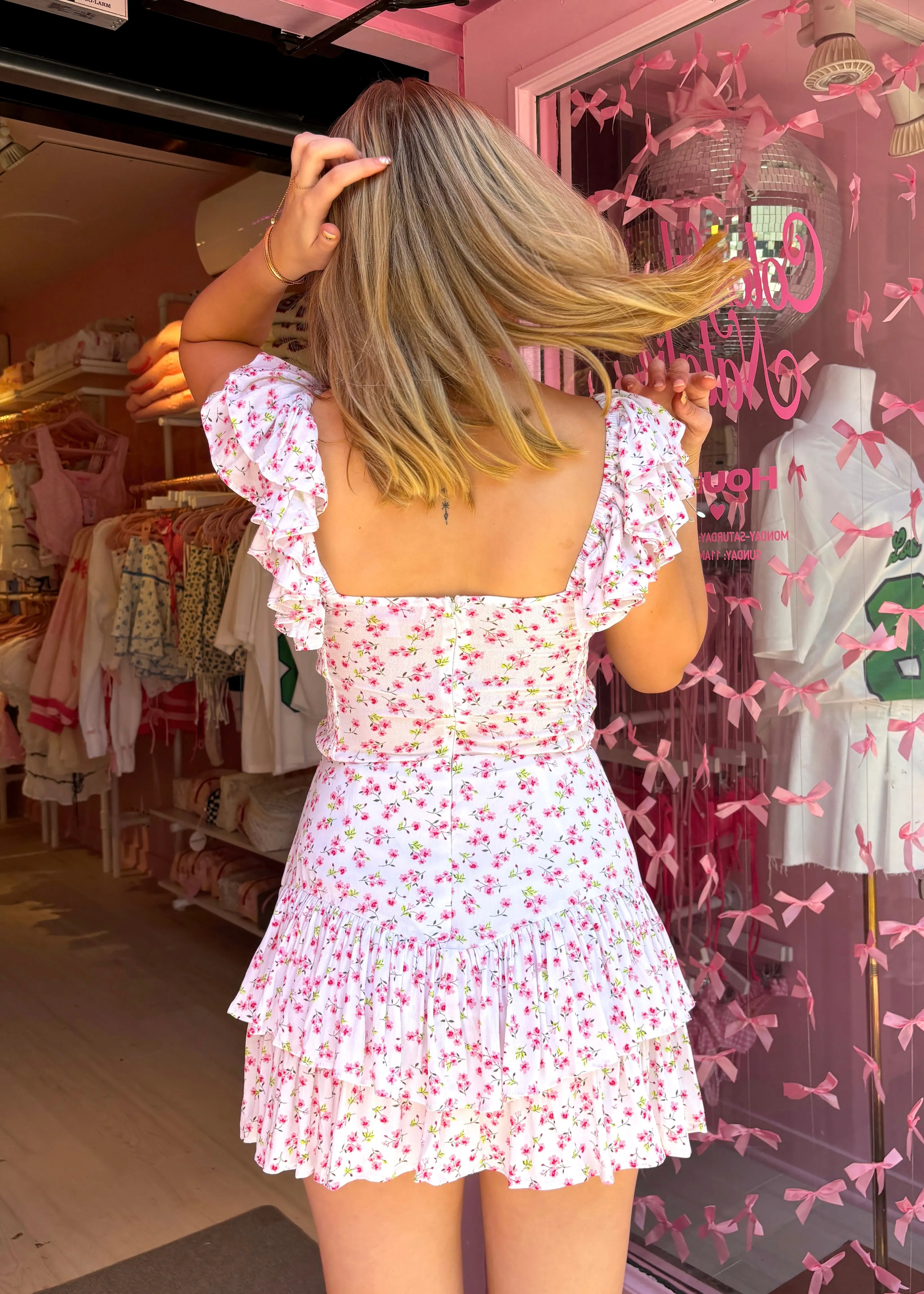 Riley Pink Floral Mini Dress