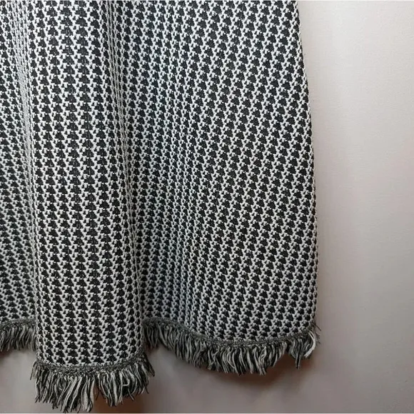 River Island Black &amp; White Tweed Style Fringe Detailed Dress