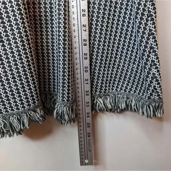 River Island Black &amp; White Tweed Style Fringe Detailed Dress
