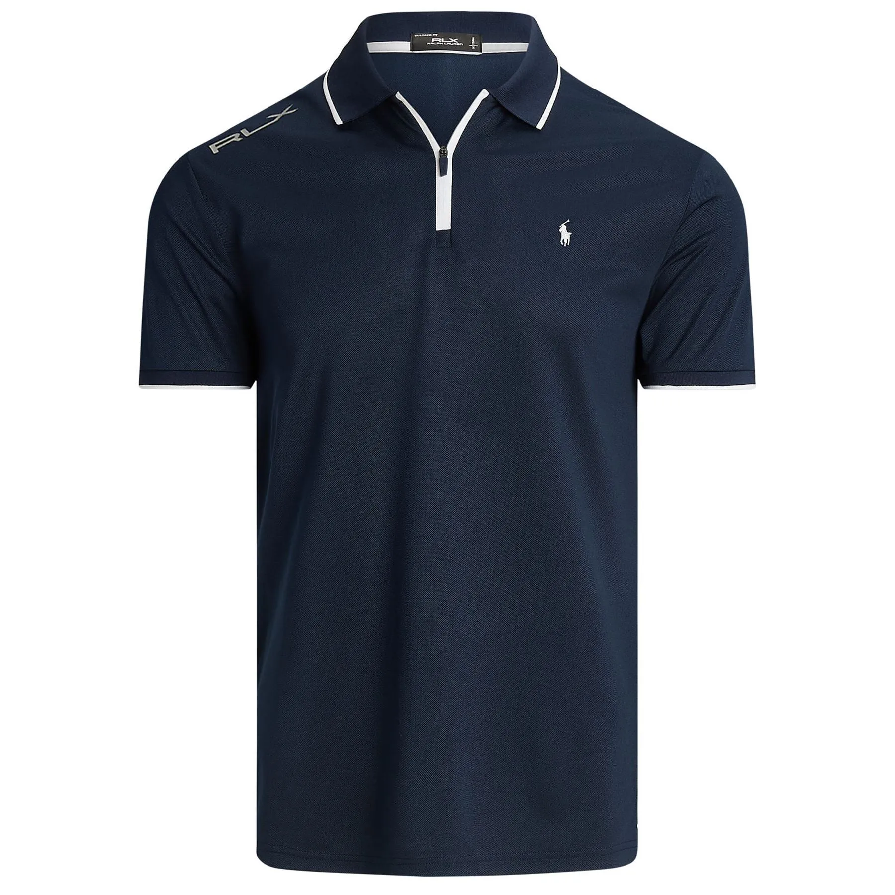 RLX Tailored Fit Performance Pique Zip Polo Refined Navy
