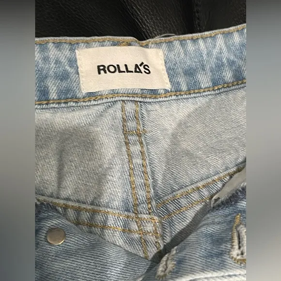 ROLLA'S Classic Straight High‎ Rise Cut OffSunbleach Denim Shorts