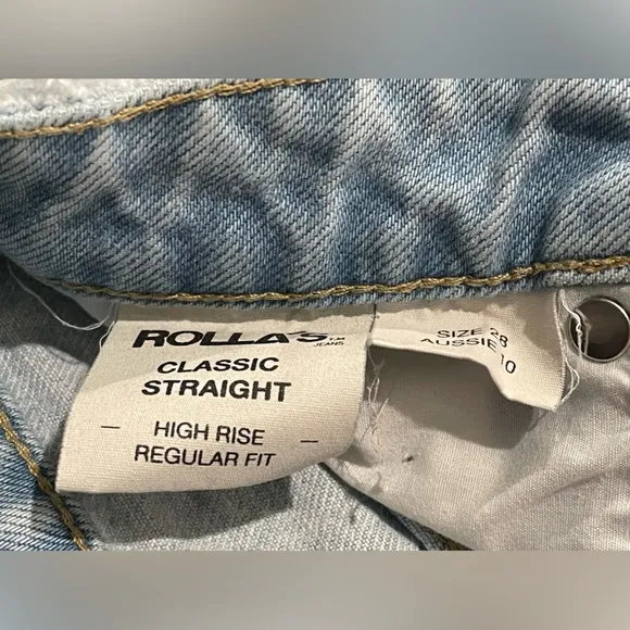 ROLLA'S Classic Straight High‎ Rise Cut OffSunbleach Denim Shorts