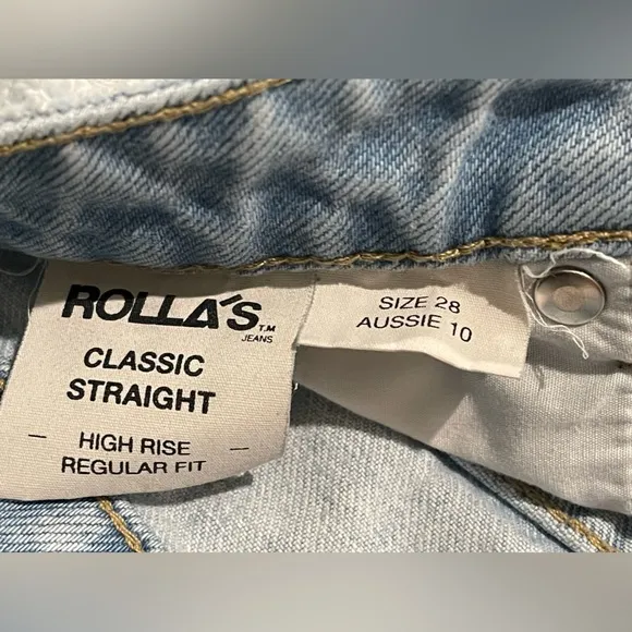 ROLLA'S Classic Straight High‎ Rise Cut OffSunbleach Denim Shorts