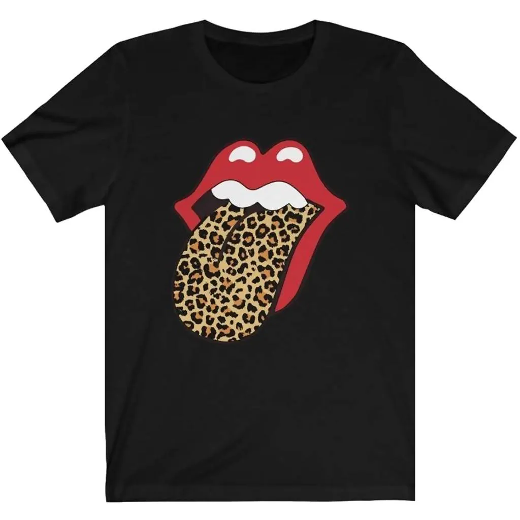 Rolling Stones Leopard Tongue Tee - Black