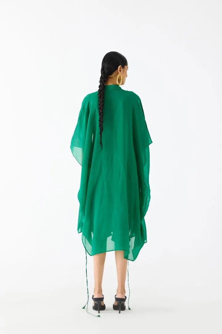 Royal Blue Midi Dress with Organza Cape