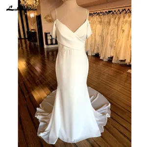 Roycebridal Soft Satin Boho Wedding Dress with V Neck 2025 Bridal Gowns Spaghetti Straps suknia slubna hochzeitskleid