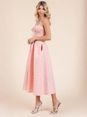 Ruched Bodice Fit Flare Midi Sun Dress