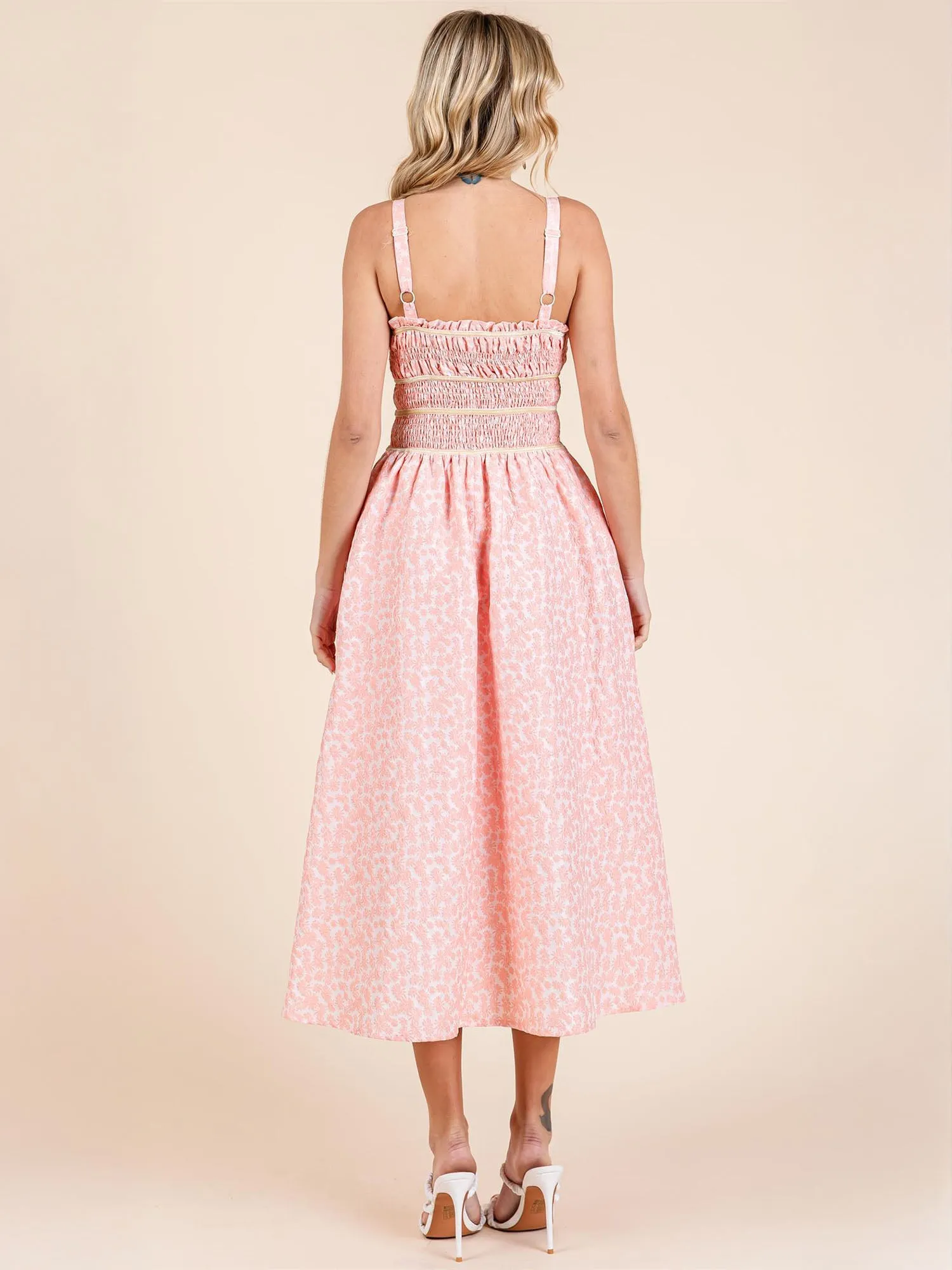 Ruched Bodice Fit Flare Midi Sun Dress