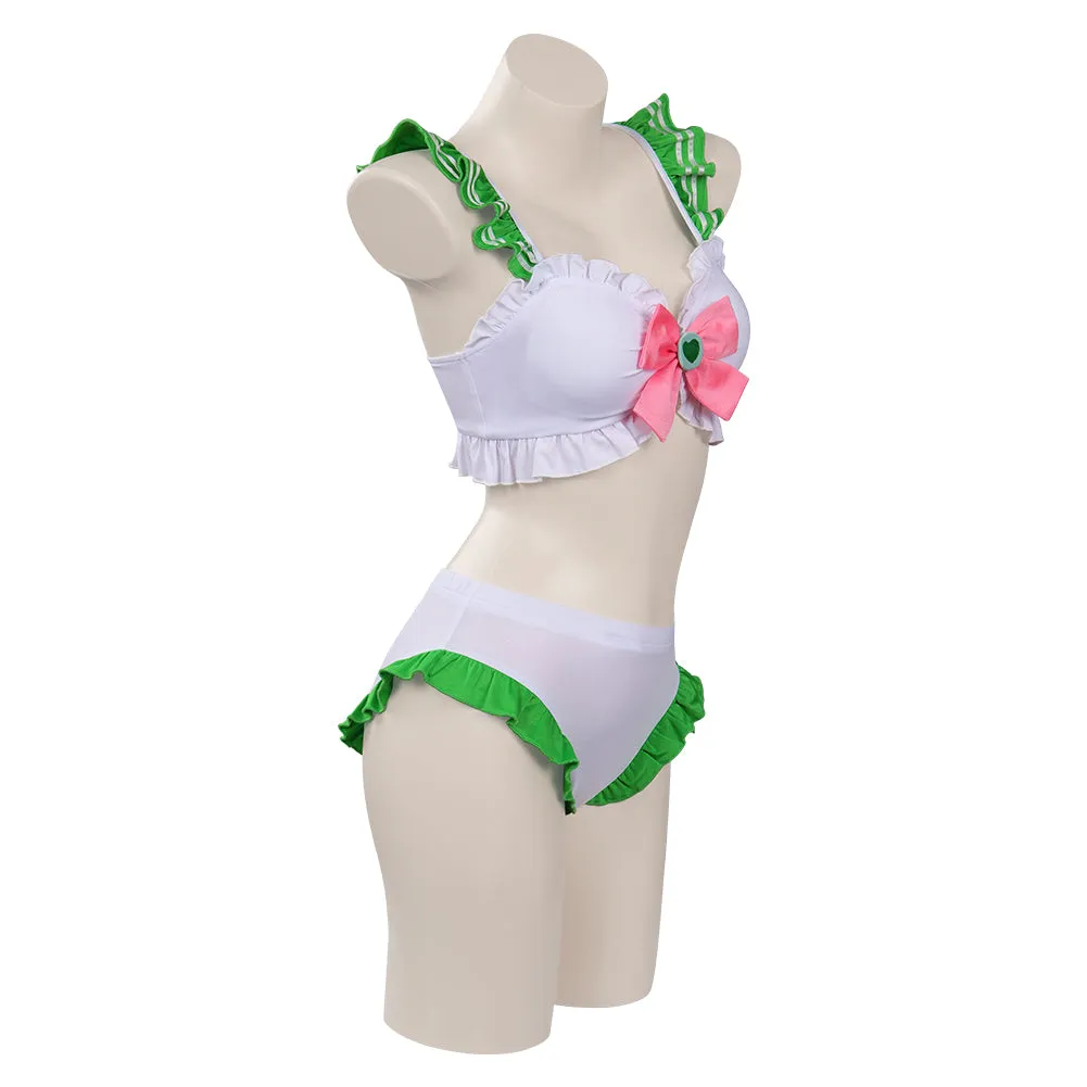 Sailor Moon Kino Makoto Swimsuit Cosplay Costume Bikini Top Shorts Swimwear Outfits Halloween Suit