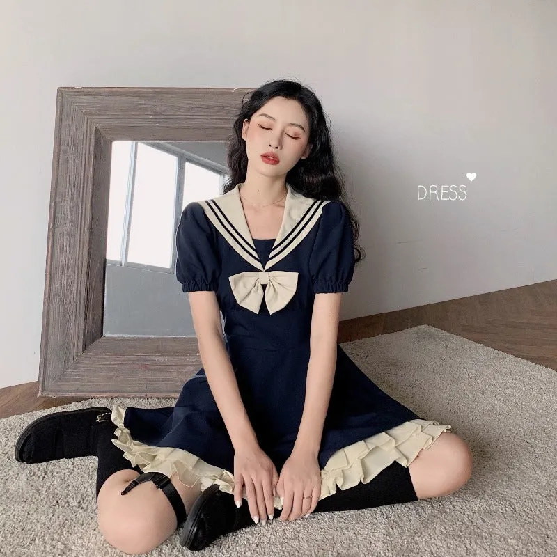 Sailor Navy Collar JK Uniform Dress yc22806