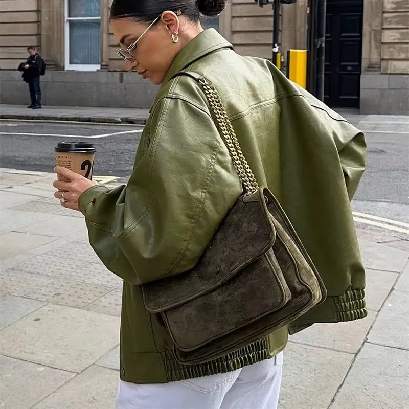 Sarea | Oversized Leather Jacket
