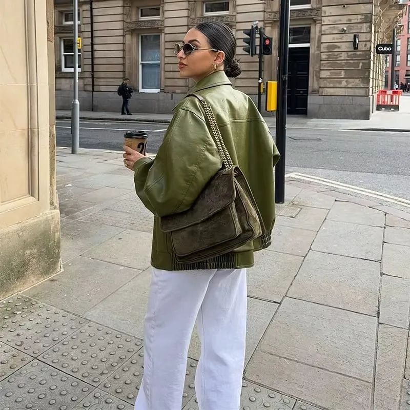 Sarea | Oversized Leather Jacket