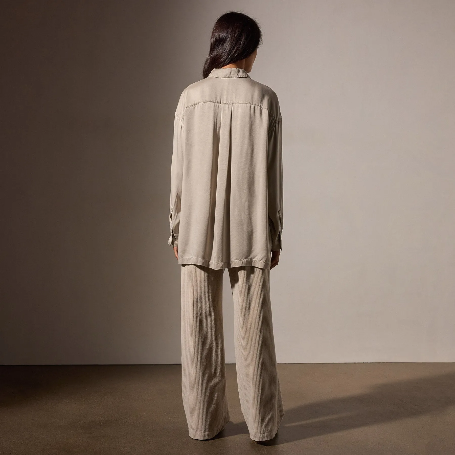 Satin Oversized Shirt - Putty Pigment