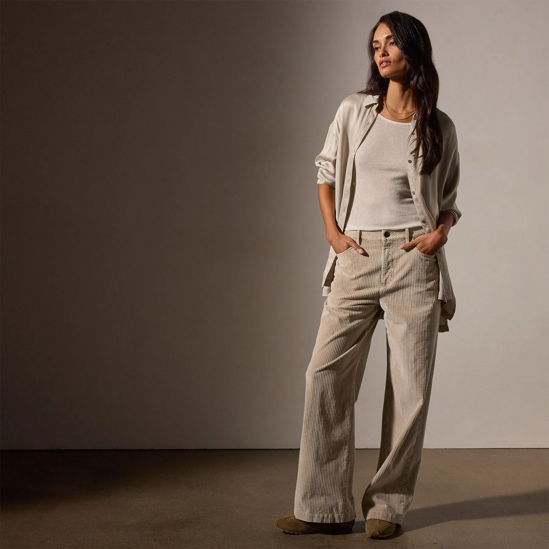Satin Oversized Shirt - Putty Pigment