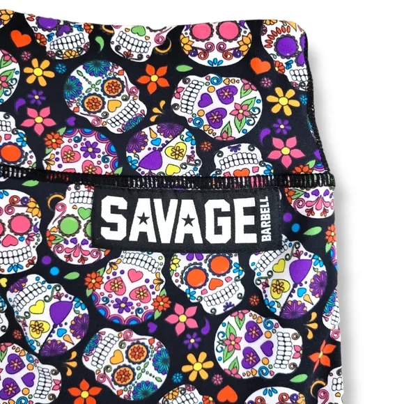 Savage Barbell Apparel Booty Shorts Sugar Skull Pattern Small