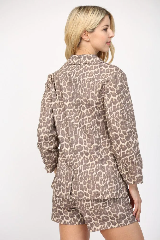 Savanna Chic Leopard Denim Blazer