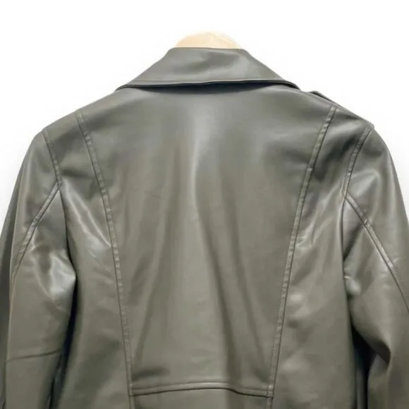 Scoop Faux Leather Moto Jacket Olive Green Bikercore Jacket Women’s Size Small