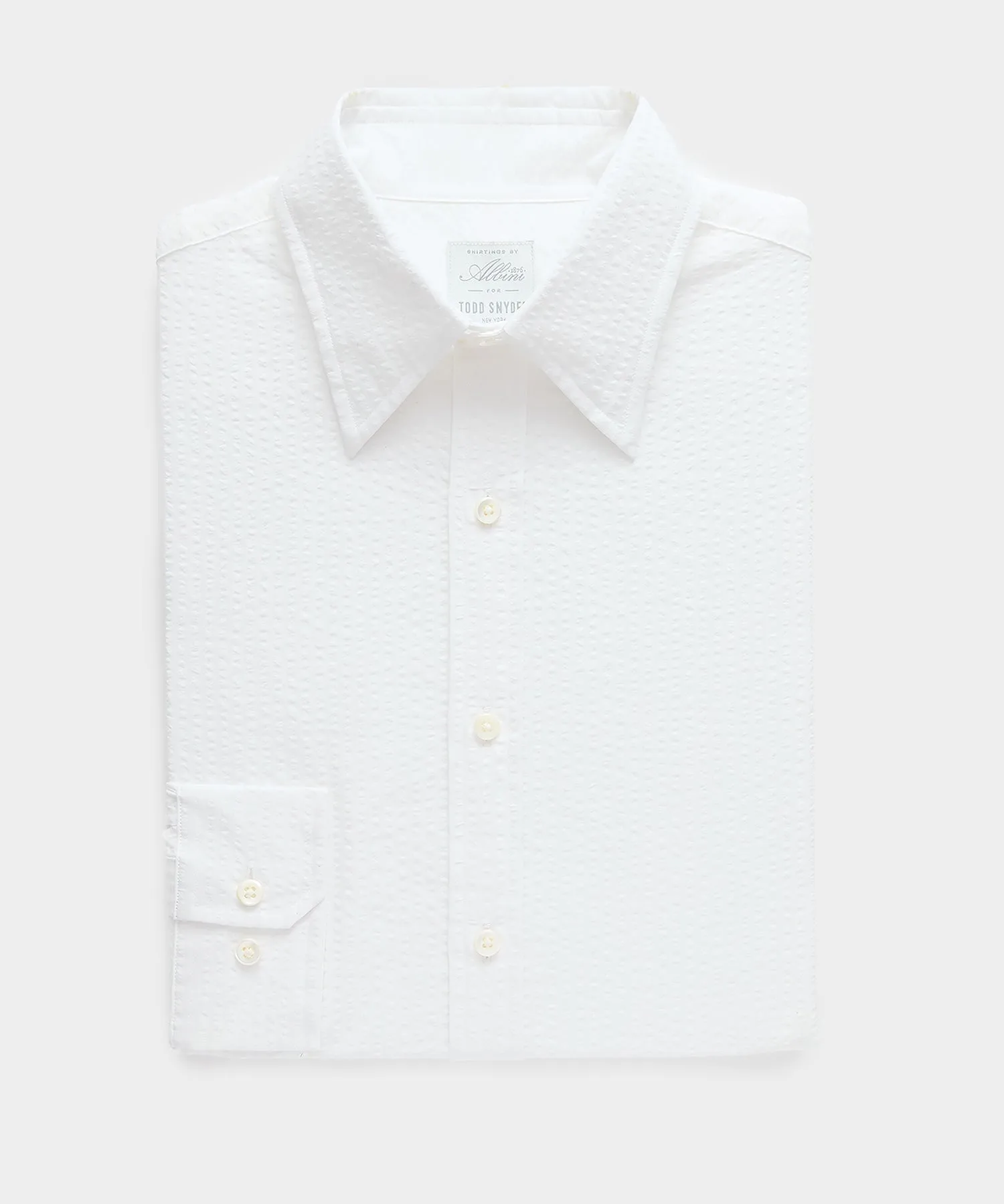 Seersucker Long Point Collar Dress Shirt