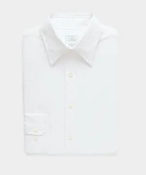 Seersucker Long Point Collar Dress Shirt