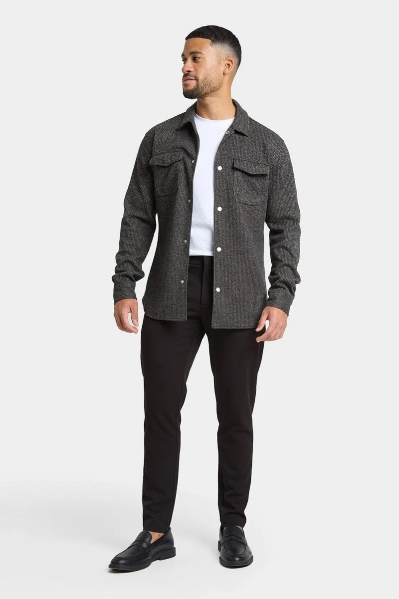 Semi Plain Twin Pocket Overshirt in Charcoal