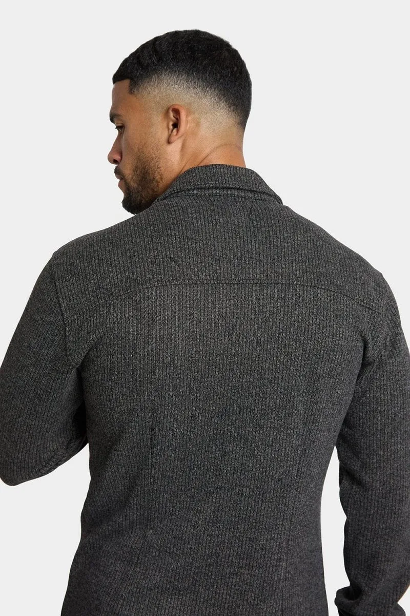 Semi Plain Twin Pocket Overshirt in Charcoal