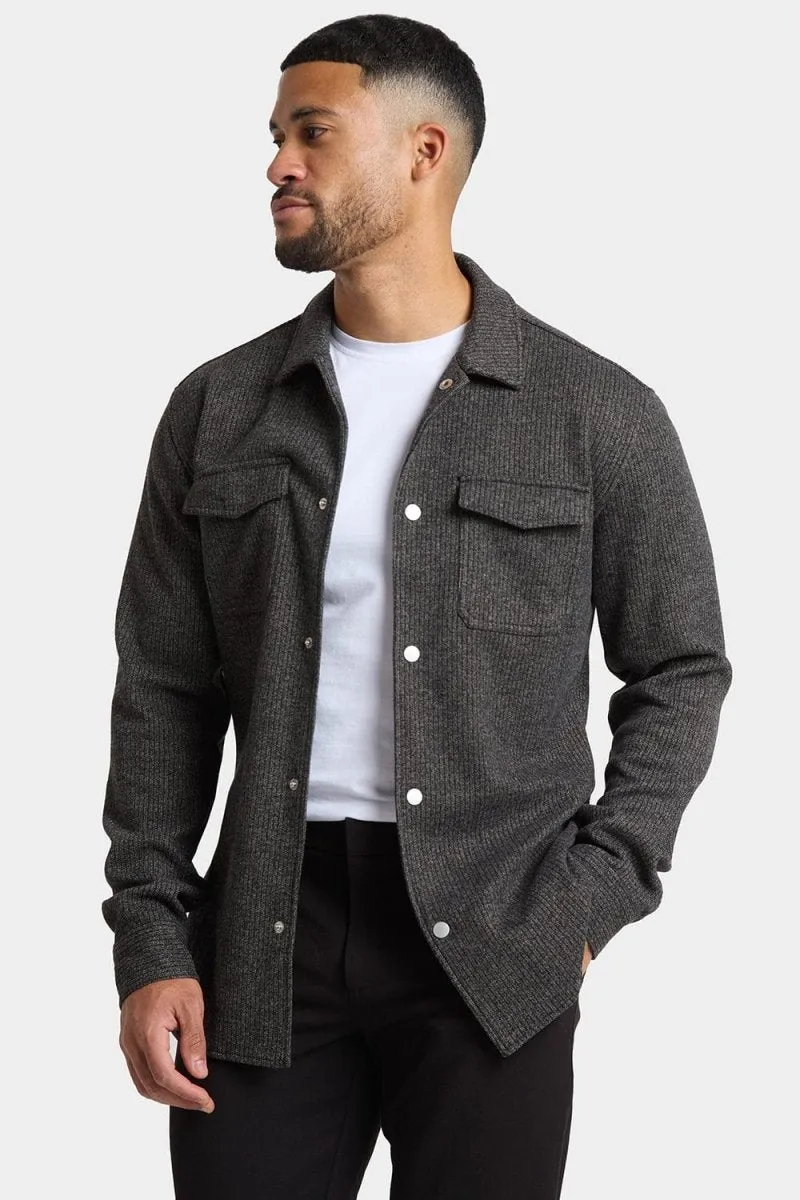 Semi Plain Twin Pocket Overshirt in Charcoal