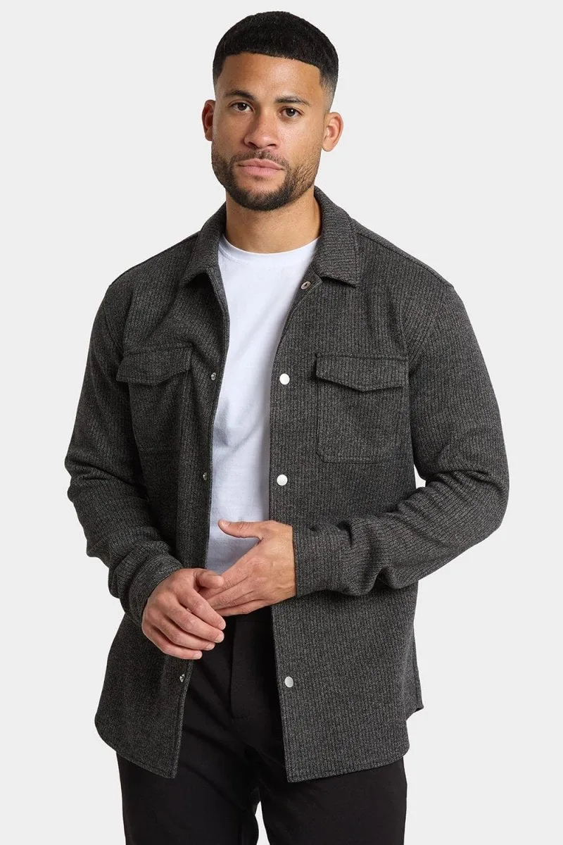 Semi Plain Twin Pocket Overshirt in Charcoal