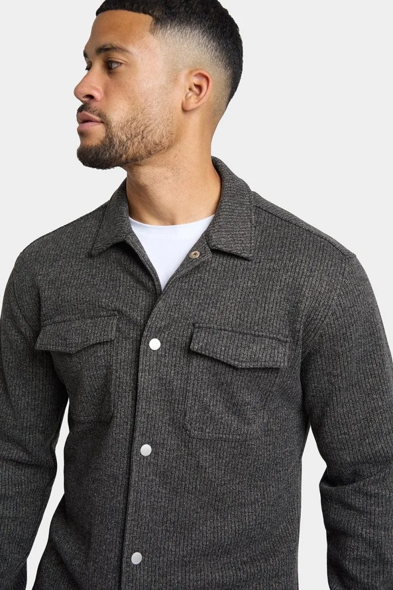 Semi Plain Twin Pocket Overshirt in Charcoal