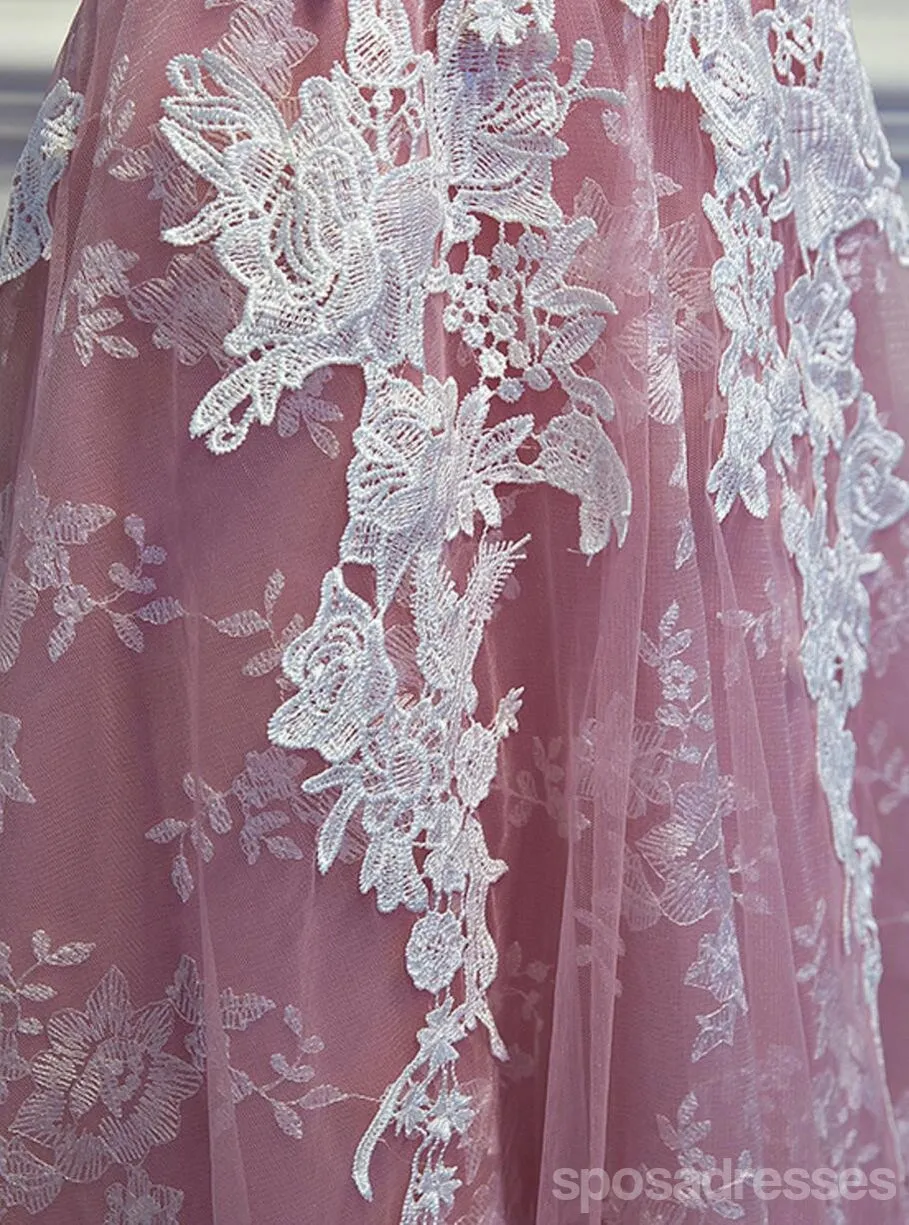 Sexy Backless Dusty Pink Lace Homecoming Prom Dresses, Affordable Corset Back Short Party Prom Dresses, Perfect Homecoming Dresses, CM257