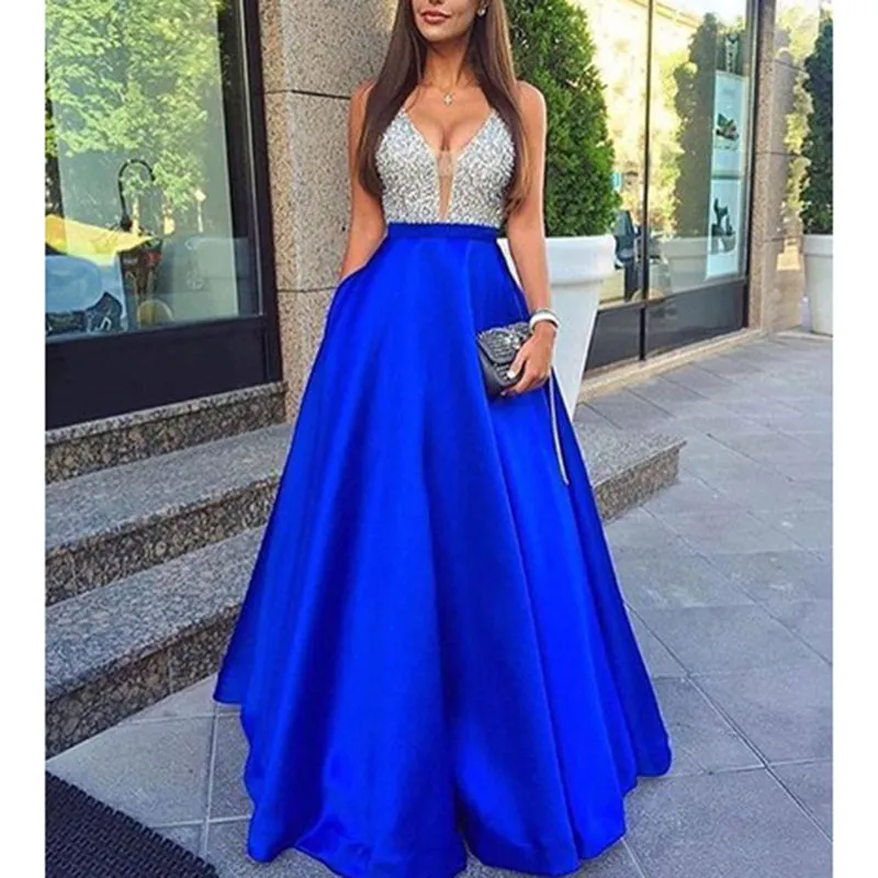 Sexy V-neck Sleeveless Sequin Dress