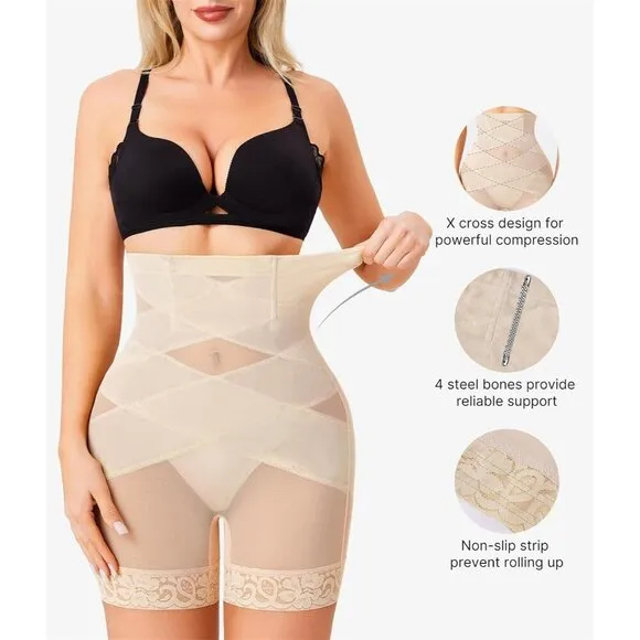 Shapewear Tummy Body Shaper Waisted Panties Shapewear Shorts Thigh Slimm…