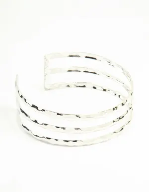 Silver Hammered Layered Arm Cuff