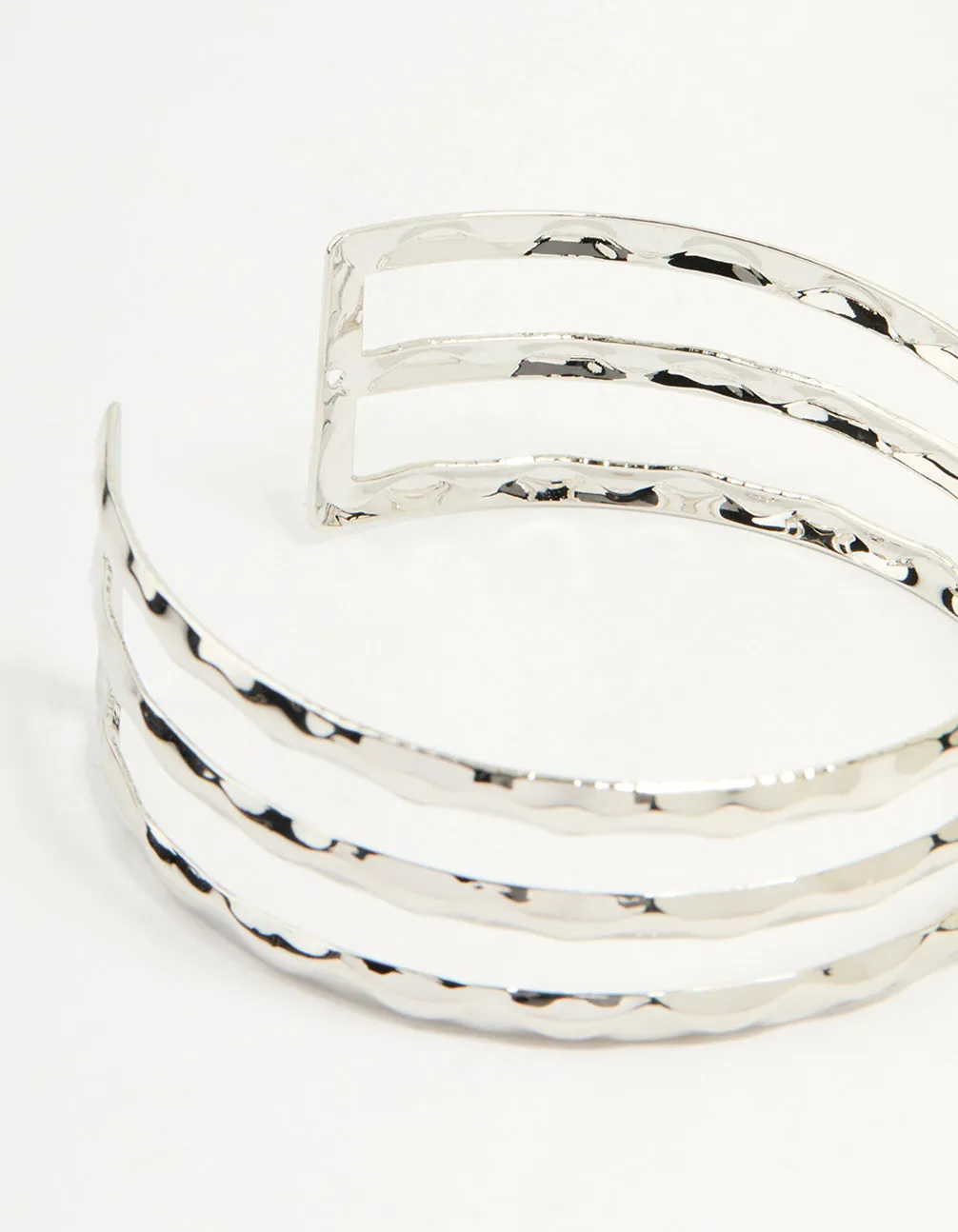 Silver Hammered Layered Arm Cuff