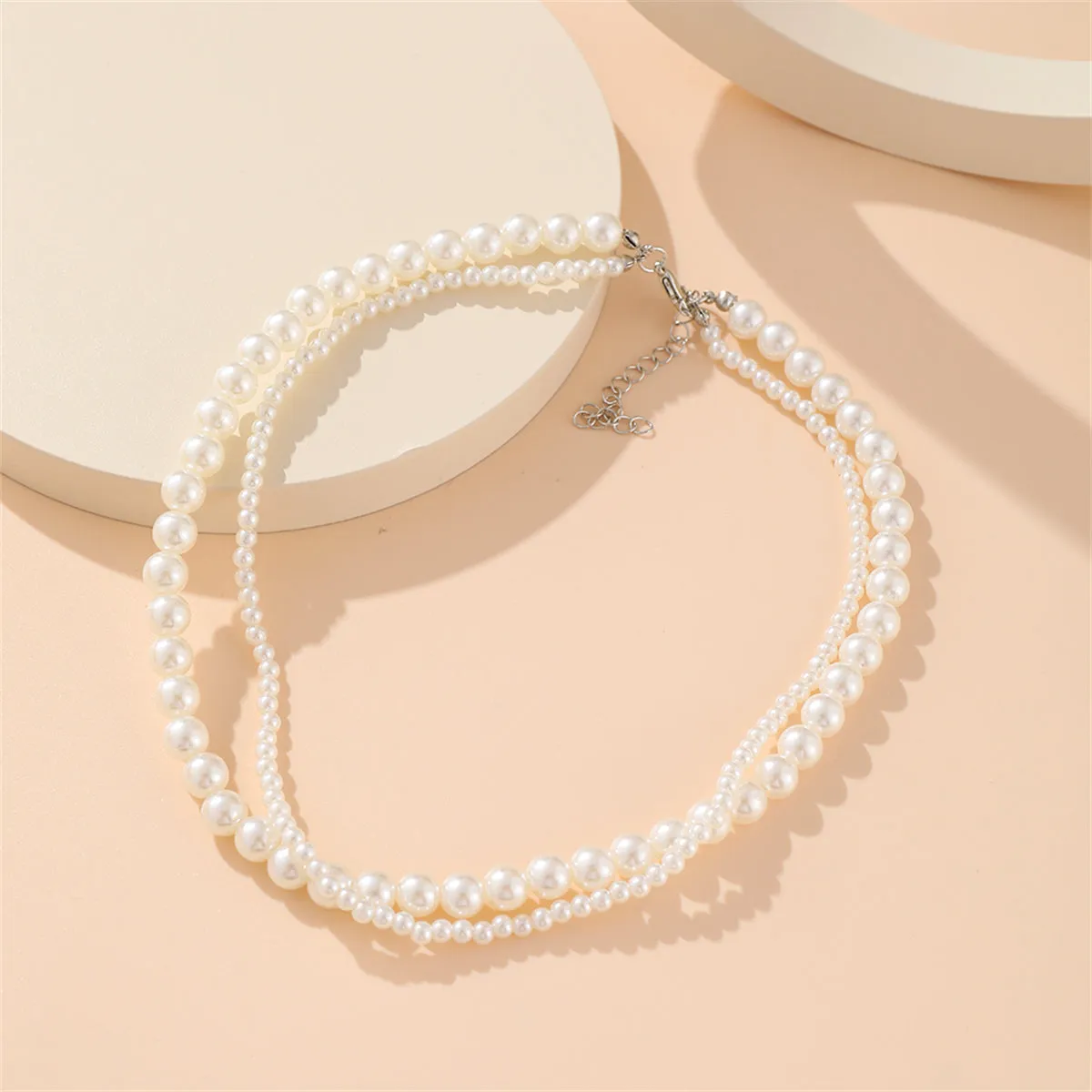 Silver-Plated & Pearl Layered Necklace