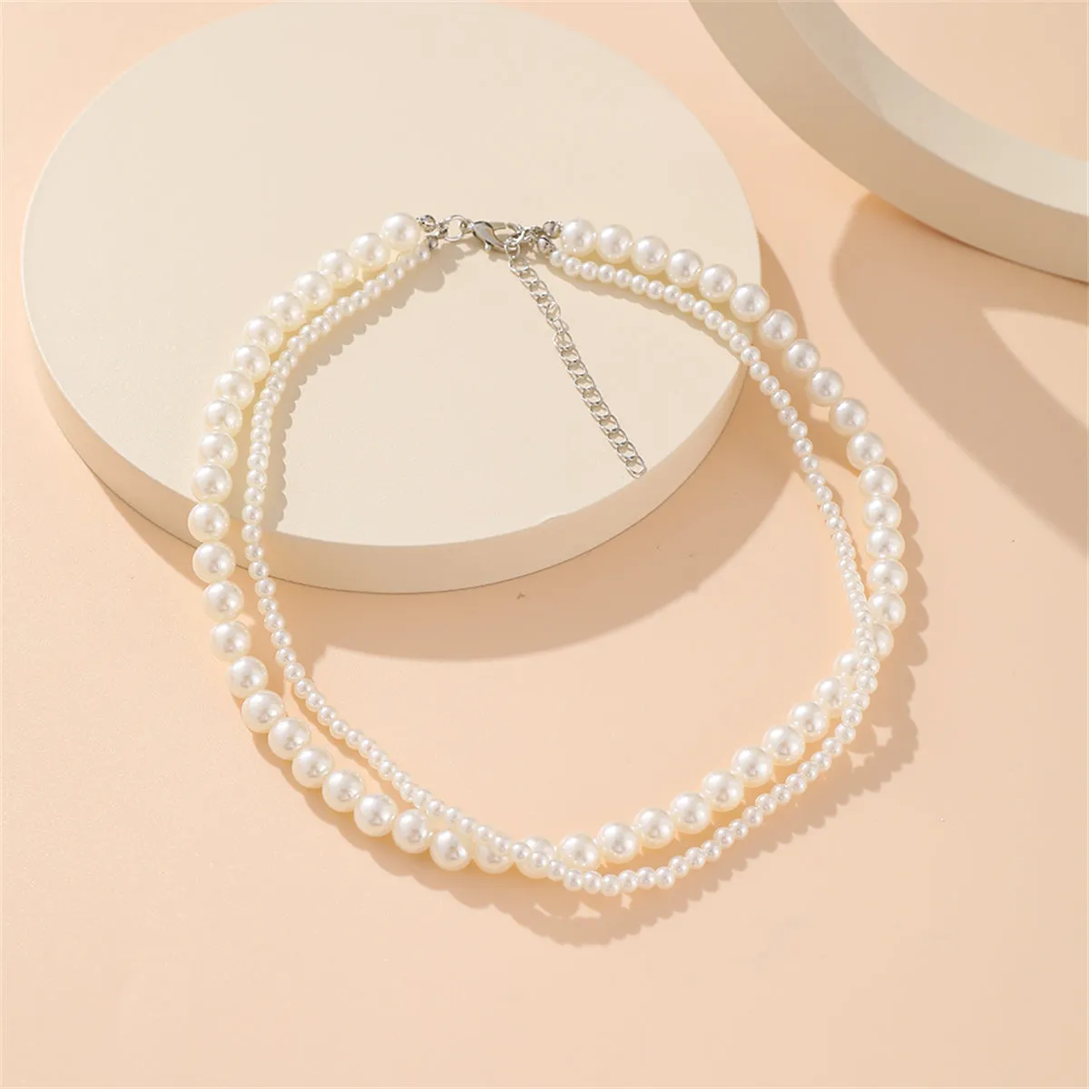 Silver-Plated & Pearl Layered Necklace