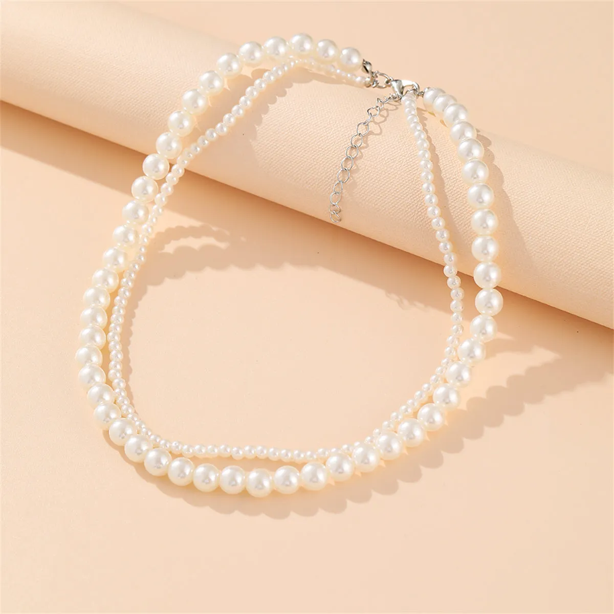 Silver-Plated & Pearl Layered Necklace