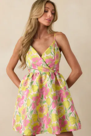 Simple Elegance Light Pink Floral Jacquard Mini Dress