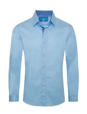 Sky Solid Cotton-Stretch L/S Shirt (4020)