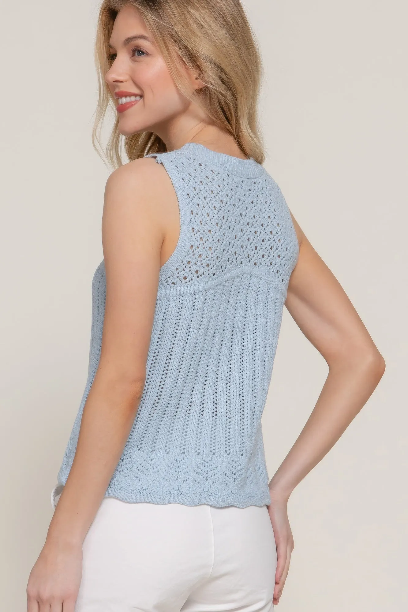 Sleeveless Crochet Spring Sweater