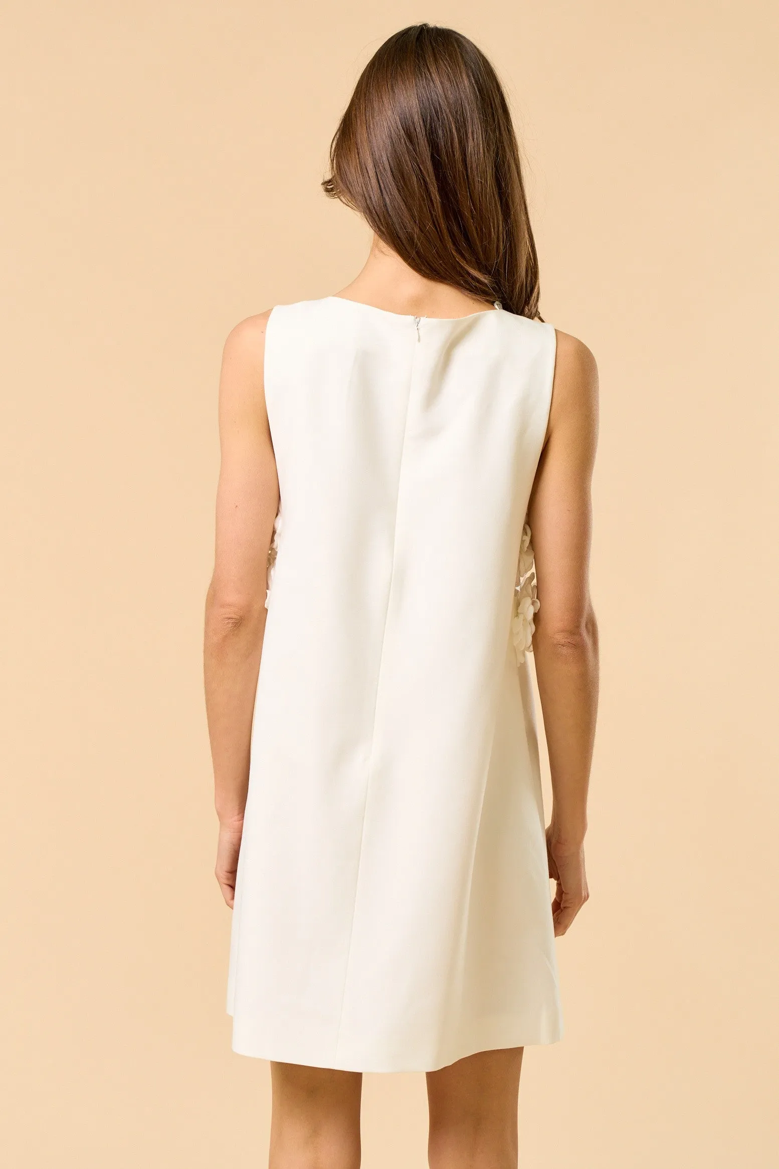 Sleeveless Mini Dress With Floral Appliqué